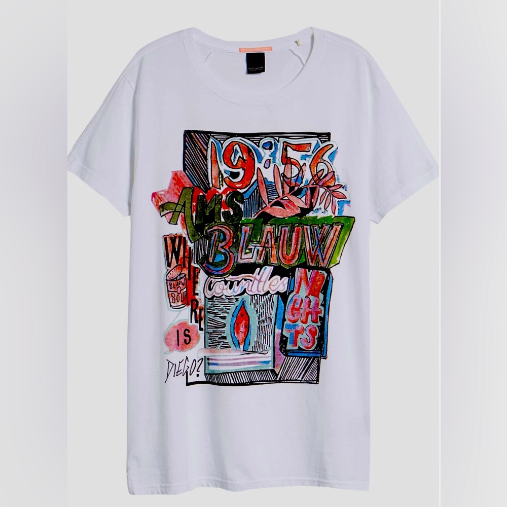 “Scotch & Soda” リネンブレンドプリントTシャツ White Scotch & Soda” リネンブレンドプリントTシャツ White SCOTCH
